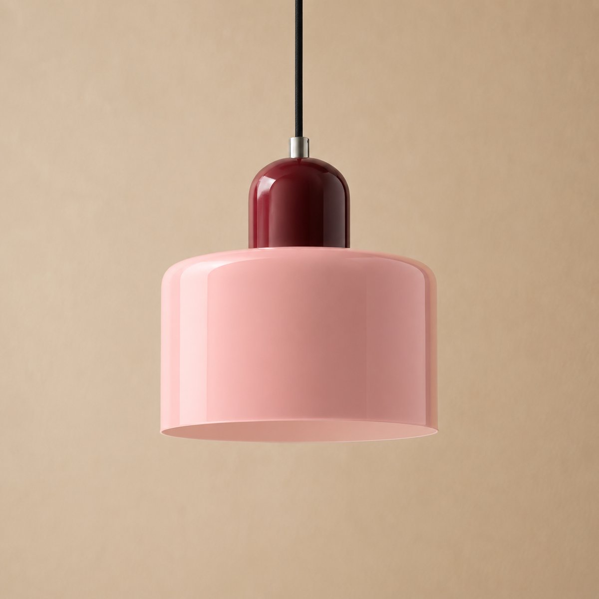 Sol Bauhaus Glass Pendant Light | Retro Ribbed Amber Hanging Ceiling Lamp