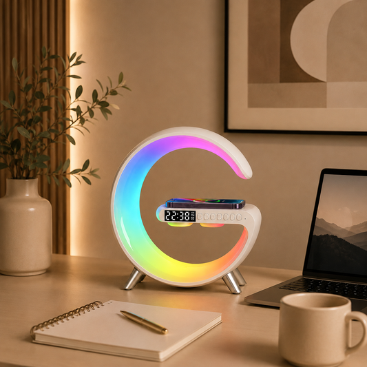 Sol 3-in-1 Bluetooth Alarm Clock | Wireless Charger & LED Nightstand Speaker