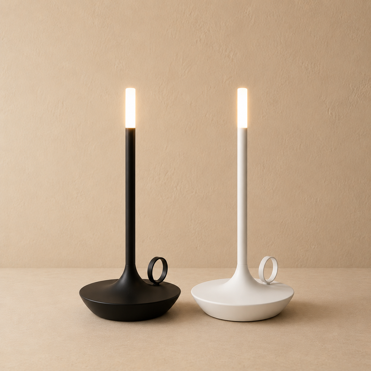 Sol Candlestick Cordless Table Lamp | Retro Rechargeable LED Bedside Night Light