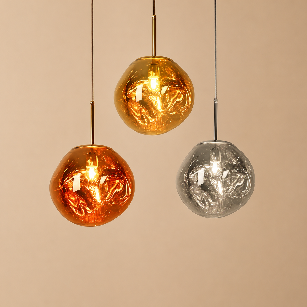 Sol Molten Lava Pendant Light | Modern Irregular Glass Ceiling Lamp for Dining Room