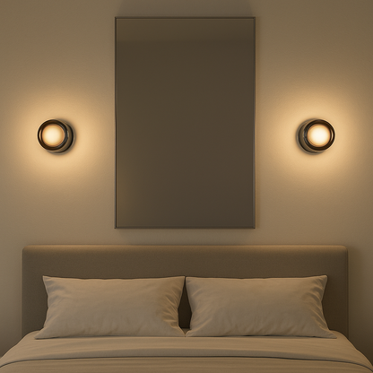 Sol Dimple Aura Glass Wall Light | Modern Ripple Halo Sconce for Living Room