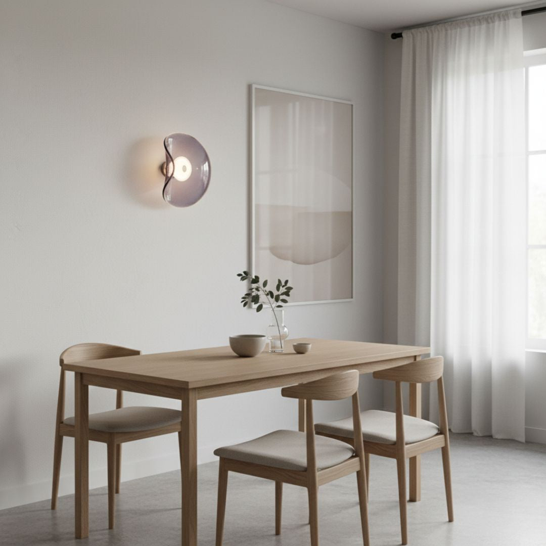 Sol Fluted Glass Wall Light | Modern Ribbed LED Sconce for Living Room