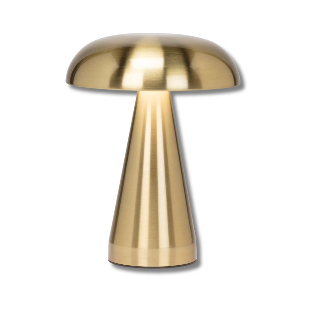 Luna Modern Brass Mushroom Lamp | Rechargeable USB Table Lamp for Living Room