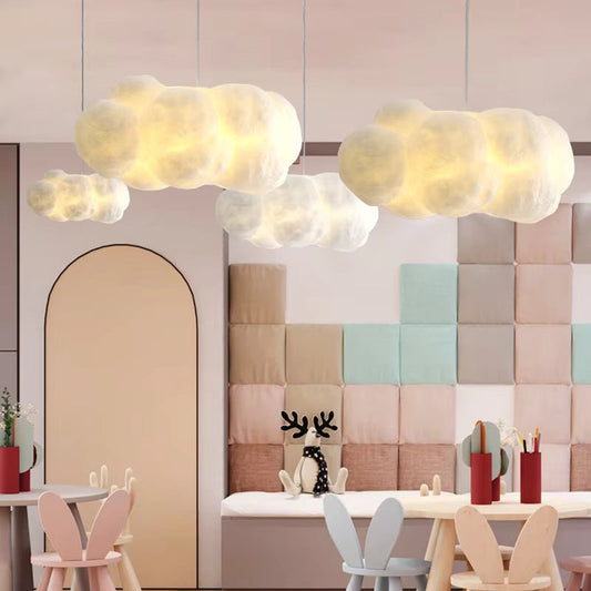 Sol Floating Cloud Pendant Light | Modern Nordic Silk Hanging Lamp for Living Room
