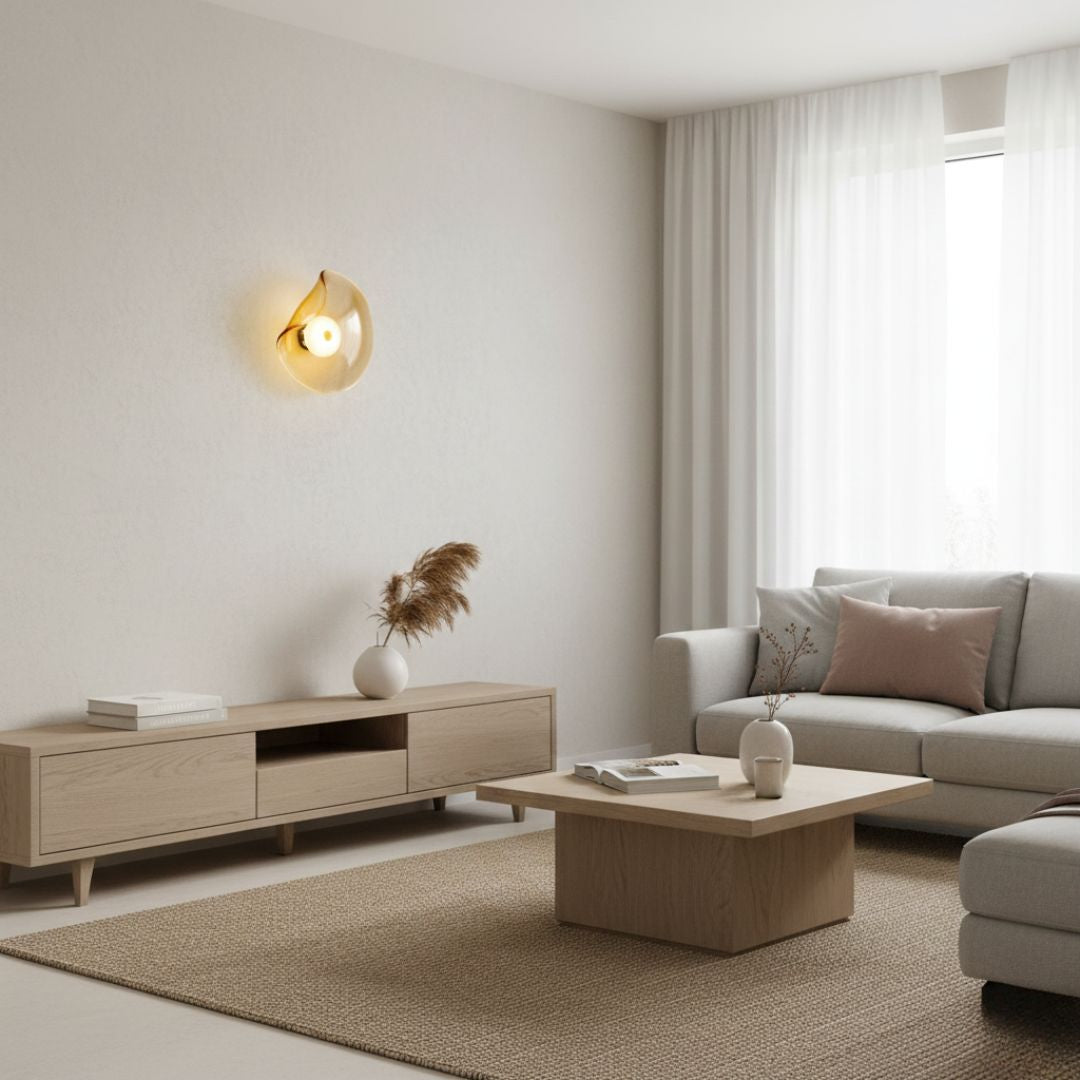 Sol Fluted Glass Wall Light | Modern Ribbed LED Sconce for Living Room