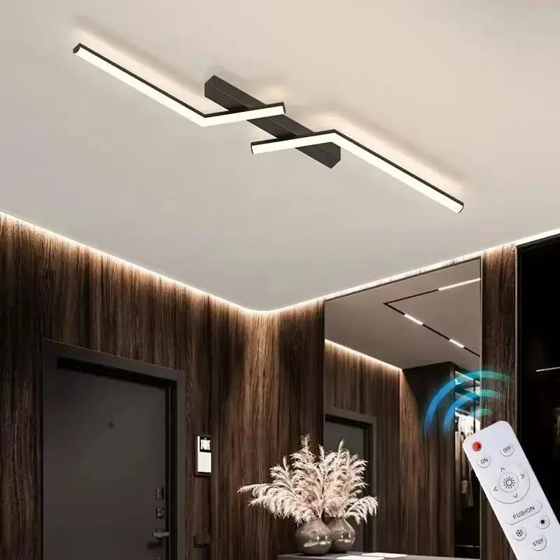 Linear LED Ceiling Light | Minimalist Modern Flush Mount Lamp for Living Room