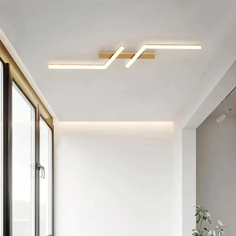 Linear LED Ceiling Light | Minimalist Modern Flush Mount Lamp for Living Room