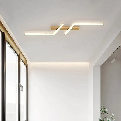 Linear LED Ceiling Light | Minimalist Modern Flush Mount Lamp for Living Room
