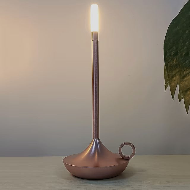 Sol Candlestick Cordless Table Lamp | Retro Rechargeable LED Bedside Night Light