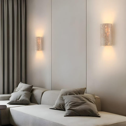 Sol Natural Travertine Stone Wall Light | Modern Wabi-Sabi LED Sconce for Living Room