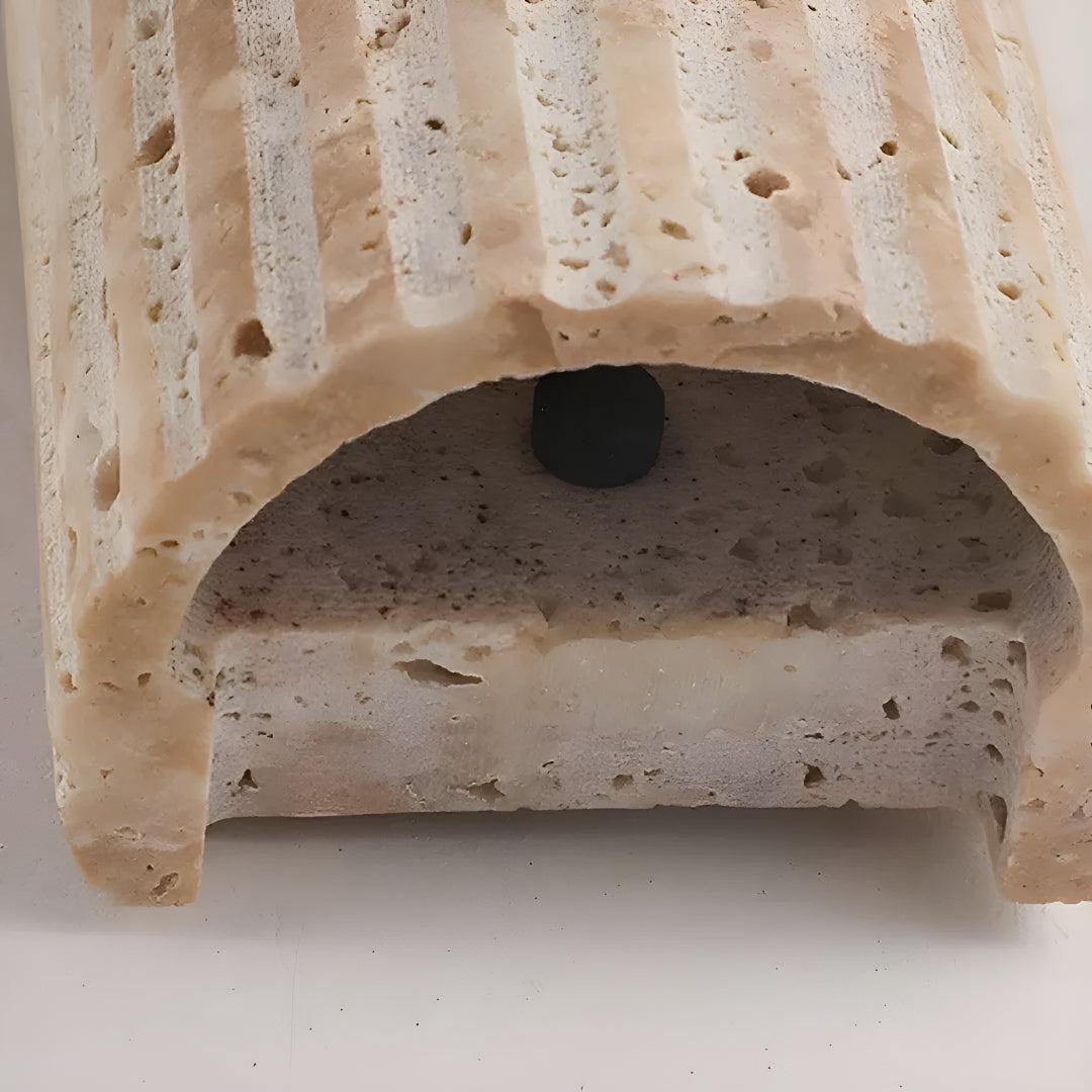Sol Natural Travertine Stone Wall Light | Modern Wabi-Sabi LED Sconce for Living Room