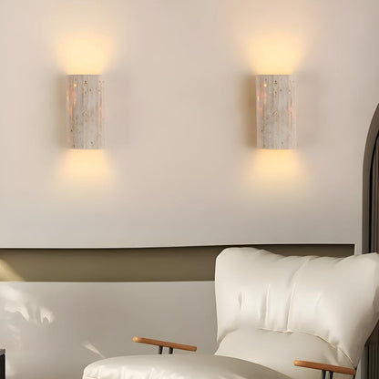 Sol Natural Travertine Stone Wall Light | Modern Wabi-Sabi LED Sconce for Living Room