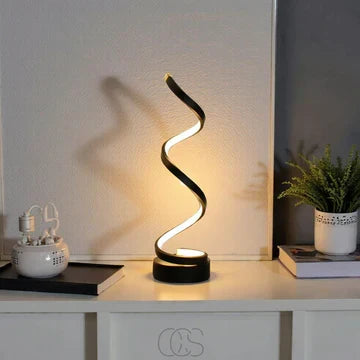 Sol Modern Spiral Table Lamp | Dimmable LED Curved Bedside Nightstand Light