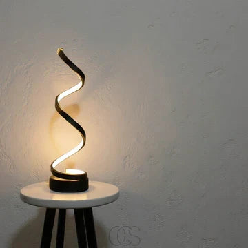 Sol Modern Spiral Table Lamp | Dimmable LED Curved Bedside Nightstand Light