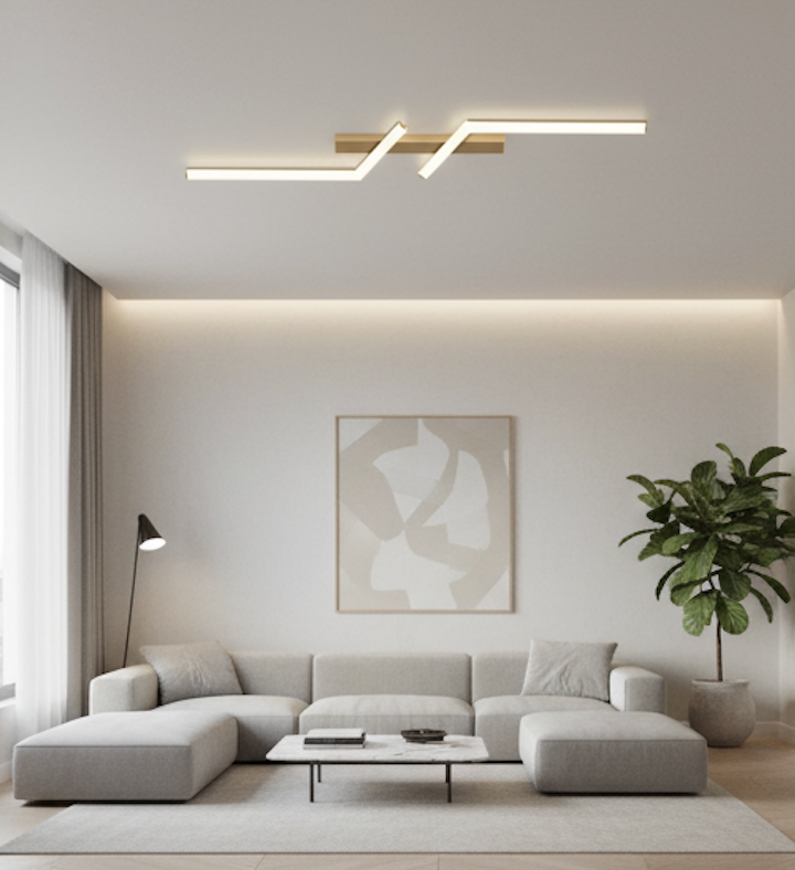 Linear LED Ceiling Light | Minimalist Modern Flush Mount Lamp for Living Room