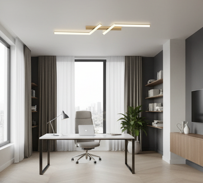 Linear LED Ceiling Light | Minimalist Modern Flush Mount Lamp for Living Room