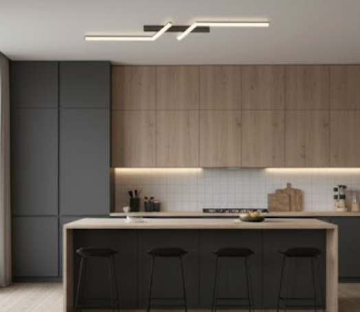 Linear LED Ceiling Light | Minimalist Modern Flush Mount Lamp for Living Room