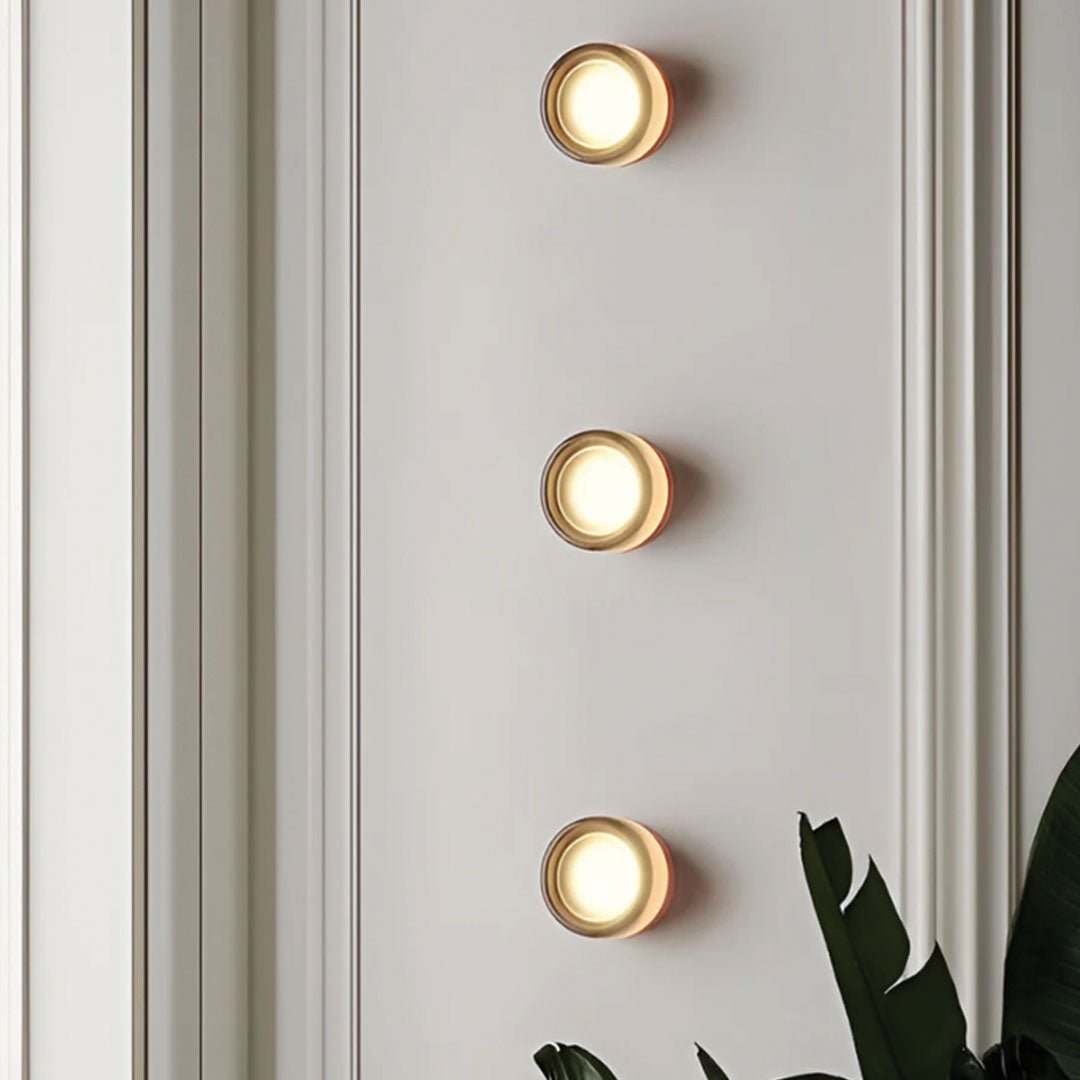 Sol Dimple Aura Glass Wall Light | Modern Ripple Halo Sconce for Living Room