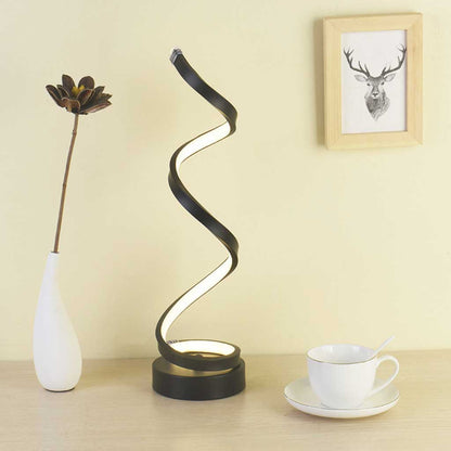 Sol Modern Spiral Table Lamp | Dimmable LED Curved Bedside Nightstand Light