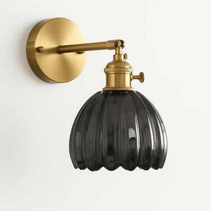 Sol Vintage Tulip Glass Wall Light | Retro Floral LED Bedside Sconce for Bedroom