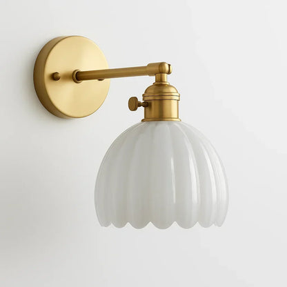 Sol Vintage Tulip Glass Wall Light | Retro Floral LED Bedside Sconce for Bedroom