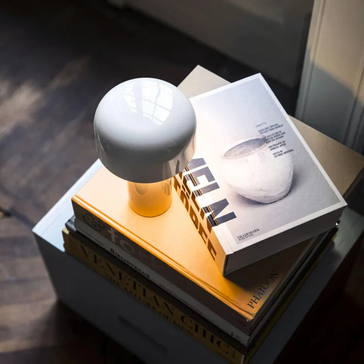 Sol Cordless Metal Mushroom Table Lamp | Rechargeable Dimmable Bedside Night Light