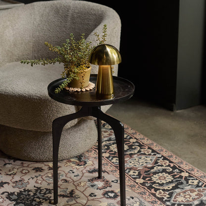 Luna Modern Brass Mushroom Lamp | Rechargeable USB Table Lamp for Living Room