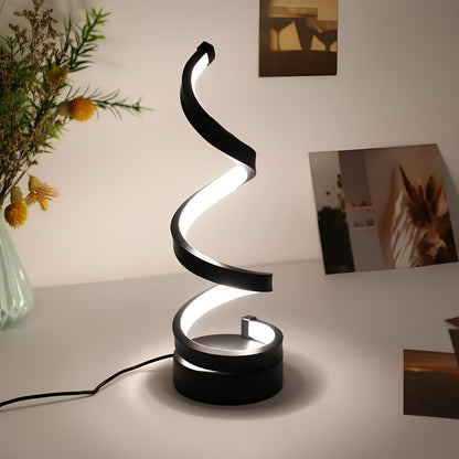 Sol Modern Spiral Table Lamp | Dimmable LED Curved Bedside Nightstand Light