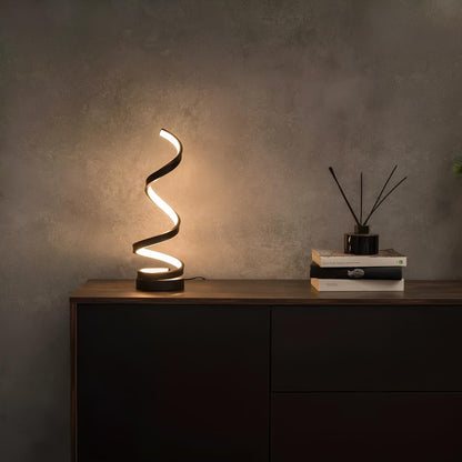 Sol Modern Spiral Table Lamp | Dimmable LED Curved Bedside Nightstand Light