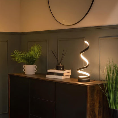 Sol Modern Spiral Table Lamp | Dimmable LED Curved Bedside Nightstand Light