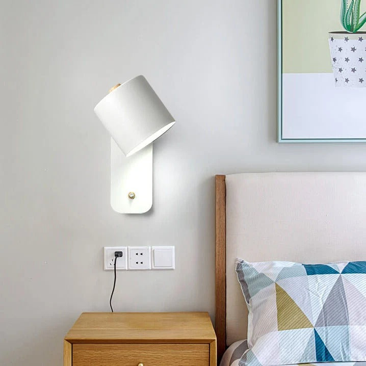 Macaron Nordic Wood Wall Light | Adjustable Bedside Lamp for Bedroom