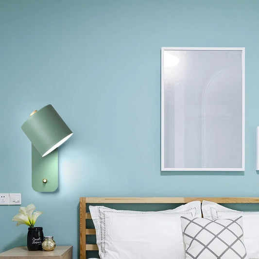 Macaron Nordic Wood Wall Light | Adjustable Bedside Lamp for Bedroom