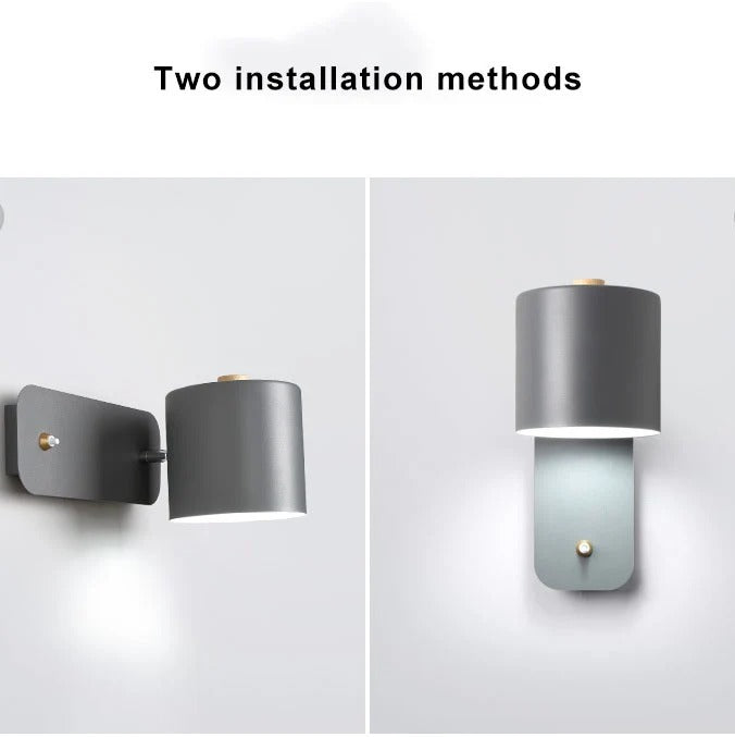 Macaron Nordic Wood Wall Light | Adjustable Bedside Lamp for Bedroom