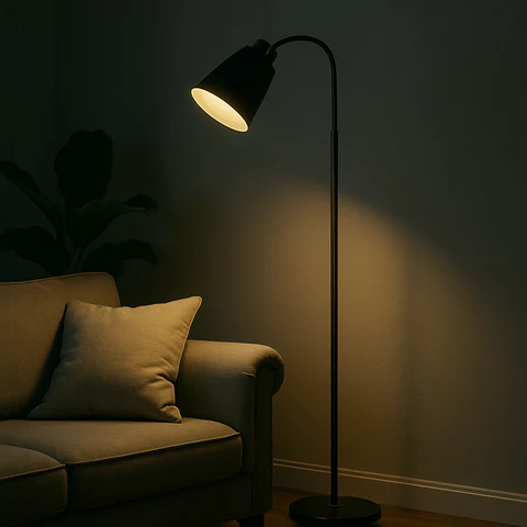 Scandinavian Wood Floor Lamp | Minimalist Metal Standing Lamp for Living Room