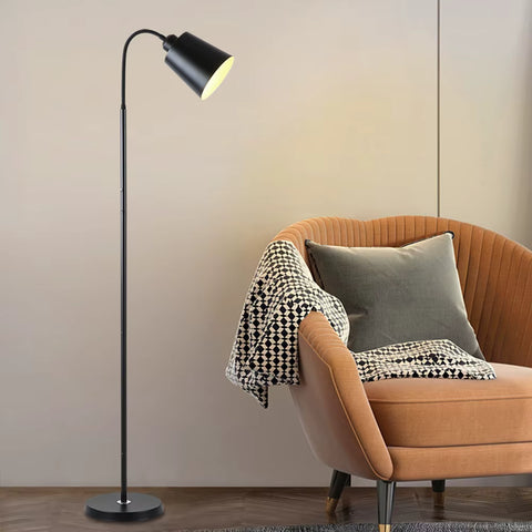 Scandinavian Wood Floor Lamp | Minimalist Metal Standing Lamp for Living Room