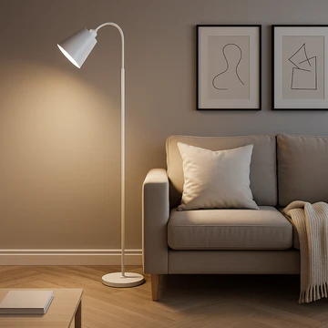 Scandinavian Wood Floor Lamp | Minimalist Metal Standing Lamp for Living Room