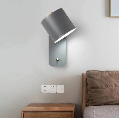 Macaron Nordic Wood Wall Light | Adjustable Bedside Lamp for Bedroom