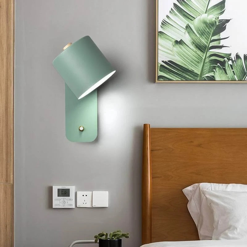 Macaron Nordic Wood Wall Light | Adjustable Bedside Lamp for Bedroom