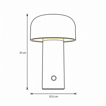 Sol Cordless Metal Mushroom Table Lamp | Rechargeable Dimmable Bedside Night Light