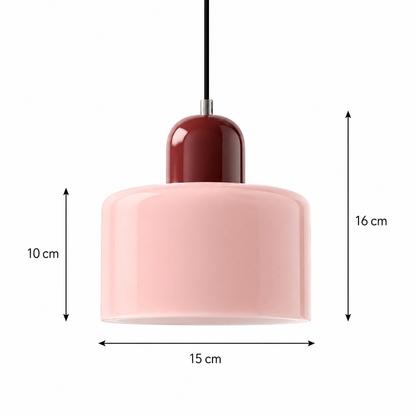 Sol Bauhaus Glass Pendant Light | Retro Ribbed Amber Hanging Ceiling Lamp