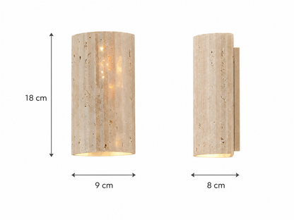 Sol Natural Travertine Stone Wall Light | Modern Wabi-Sabi LED Sconce for Living Room
