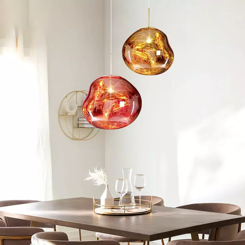 Sol Molten Lava Pendant Light | Modern Irregular Glass Ceiling Lamp for Dining Room