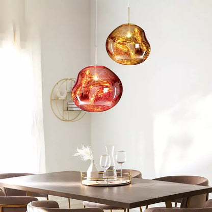Sol Molten Lava Pendant Light | Modern Irregular Glass Ceiling Lamp for Dining Room