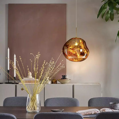 Sol Molten Lava Pendant Light | Modern Irregular Glass Ceiling Lamp for Dining Room