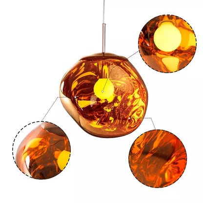 Sol Molten Lava Pendant Light | Modern Irregular Glass Ceiling Lamp for Dining Room