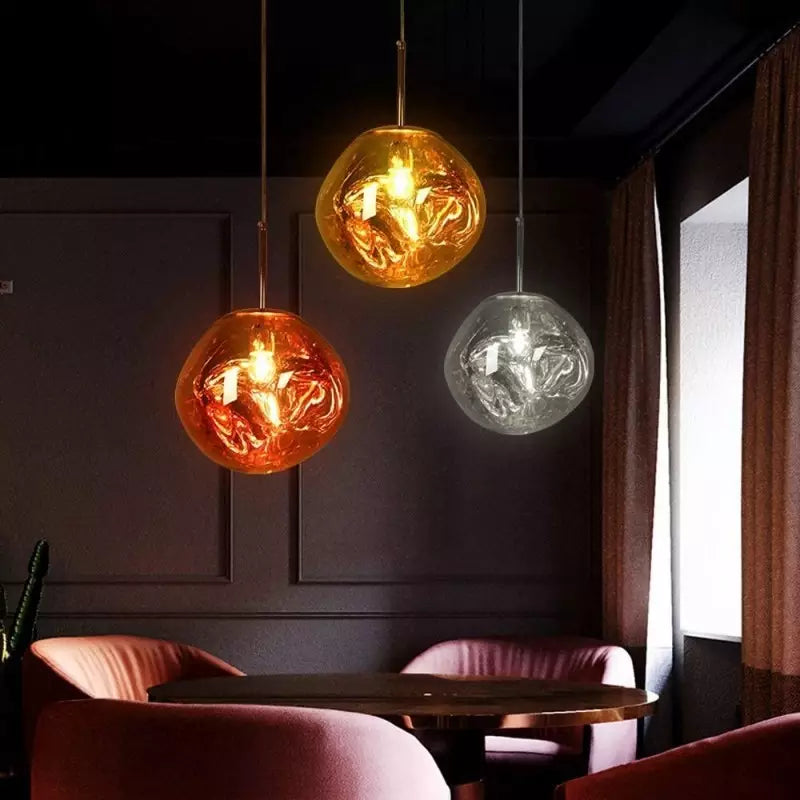 Sol Molten Lava Pendant Light | Modern Irregular Glass Ceiling Lamp for Dining Room