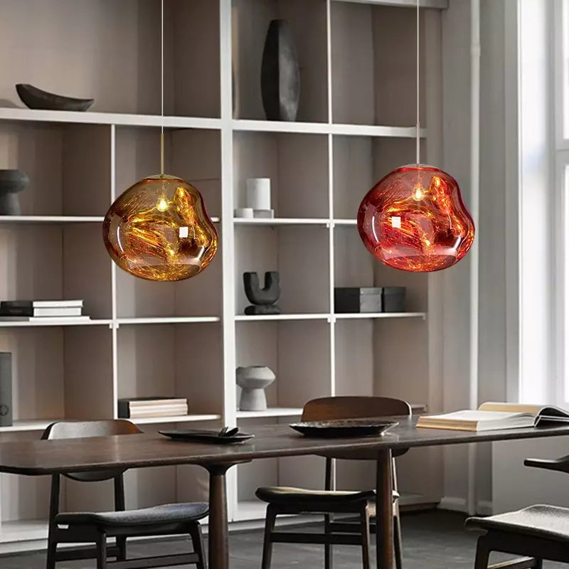Sol Molten Lava Pendant Light | Modern Irregular Glass Ceiling Lamp for Dining Room