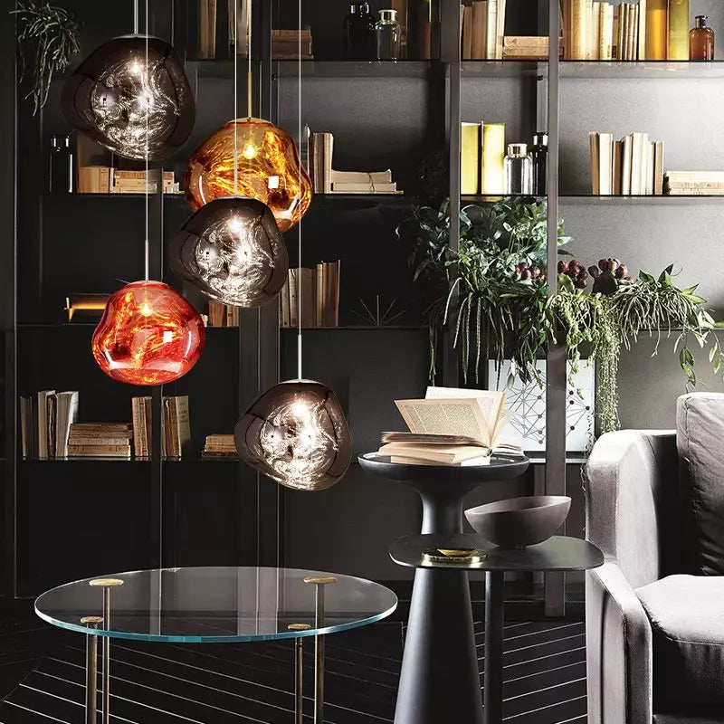 Sol Molten Lava Pendant Light | Modern Irregular Glass Ceiling Lamp for Dining Room