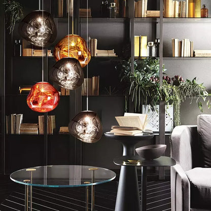 Sol Molten Lava Pendant Light | Modern Irregular Glass Ceiling Lamp for Dining Room