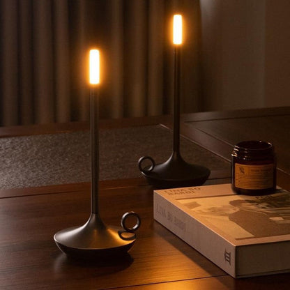 Sol Candlestick Cordless Table Lamp | Retro Rechargeable LED Bedside Night Light